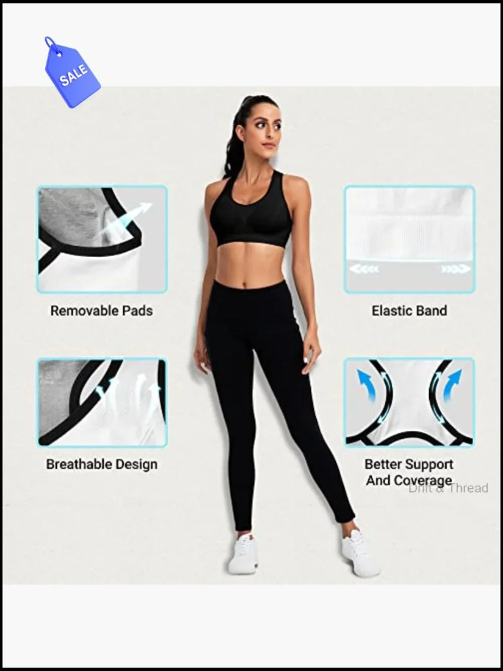 Racerback Sports Bra 4-Pack High Impact Workout Yoga Tank Top with Removable